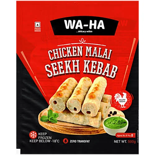 WA-HA Chicken Malai Seekh Kebab 500 g (Approx. 8 pcs)